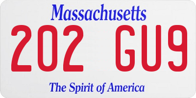 MA license plate 202GU9