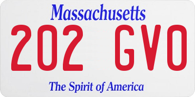 MA license plate 202GV0