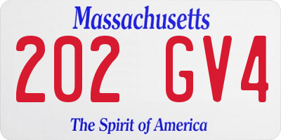 MA license plate 202GV4