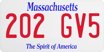 MA license plate 202GV5