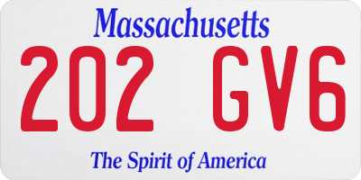 MA license plate 202GV6