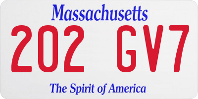 MA license plate 202GV7