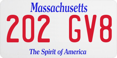 MA license plate 202GV8