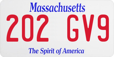 MA license plate 202GV9