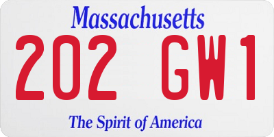 MA license plate 202GW1