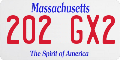 MA license plate 202GX2