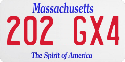 MA license plate 202GX4