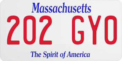 MA license plate 202GY0