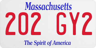 MA license plate 202GY2