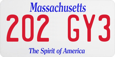 MA license plate 202GY3