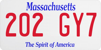 MA license plate 202GY7