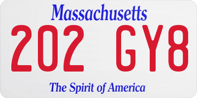 MA license plate 202GY8