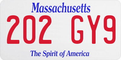 MA license plate 202GY9