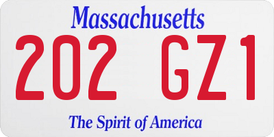 MA license plate 202GZ1