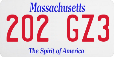 MA license plate 202GZ3