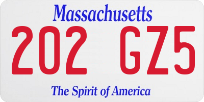 MA license plate 202GZ5