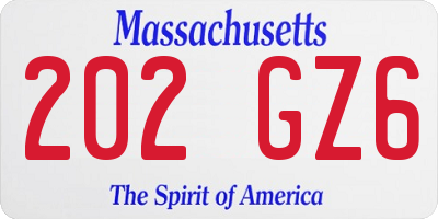 MA license plate 202GZ6
