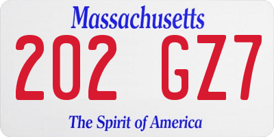 MA license plate 202GZ7