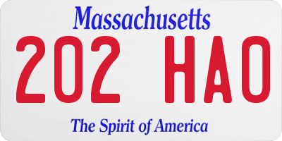 MA license plate 202HA0