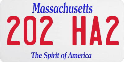 MA license plate 202HA2