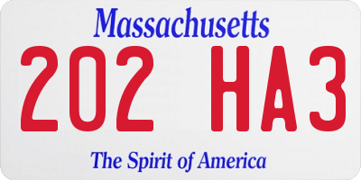 MA license plate 202HA3