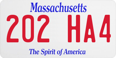 MA license plate 202HA4