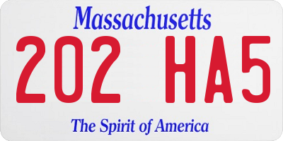 MA license plate 202HA5