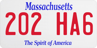 MA license plate 202HA6