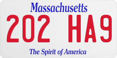 MA license plate 202HA9
