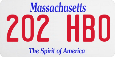MA license plate 202HB0