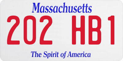 MA license plate 202HB1