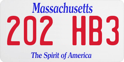 MA license plate 202HB3
