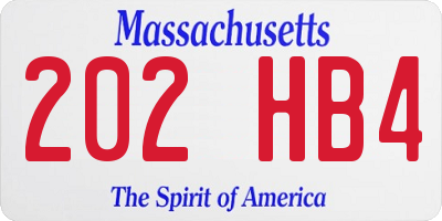 MA license plate 202HB4