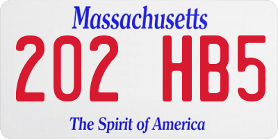 MA license plate 202HB5