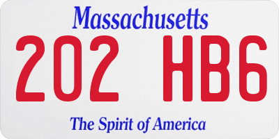 MA license plate 202HB6