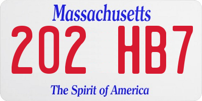 MA license plate 202HB7