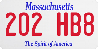 MA license plate 202HB8
