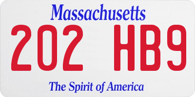 MA license plate 202HB9