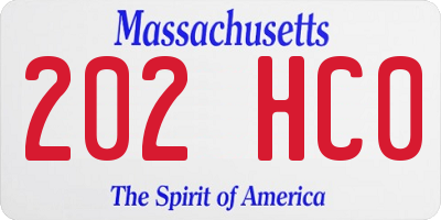 MA license plate 202HC0