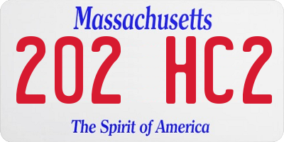 MA license plate 202HC2