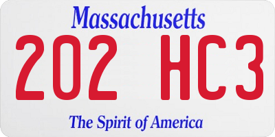 MA license plate 202HC3