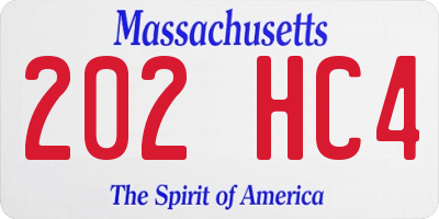 MA license plate 202HC4