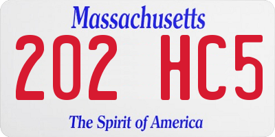 MA license plate 202HC5