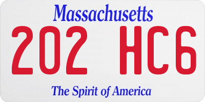 MA license plate 202HC6
