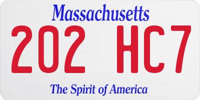 MA license plate 202HC7