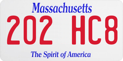 MA license plate 202HC8
