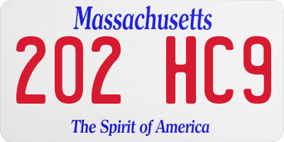 MA license plate 202HC9