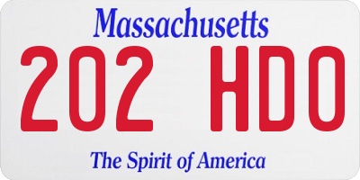 MA license plate 202HD0