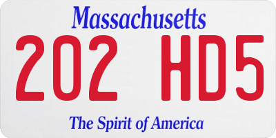 MA license plate 202HD5