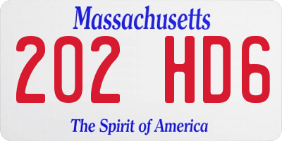 MA license plate 202HD6